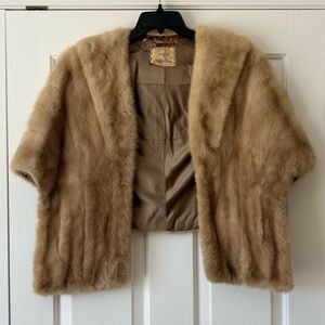 Macy’s Little Shop Vintage Mink Stole Overlay Cape Real Fur Wrap 1964 One Size